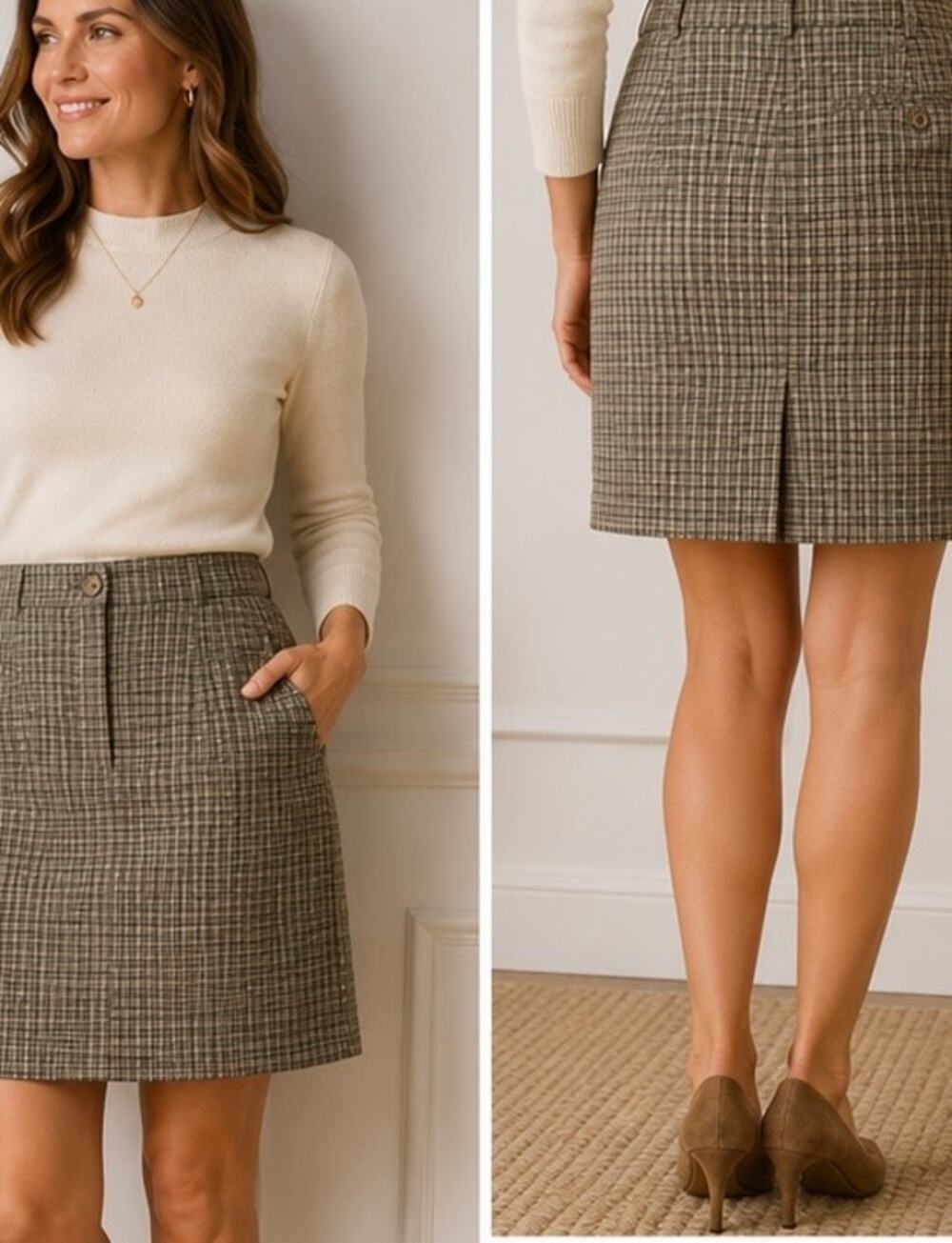 Vintage Talbots Olive Skirt With Pockets Size 8